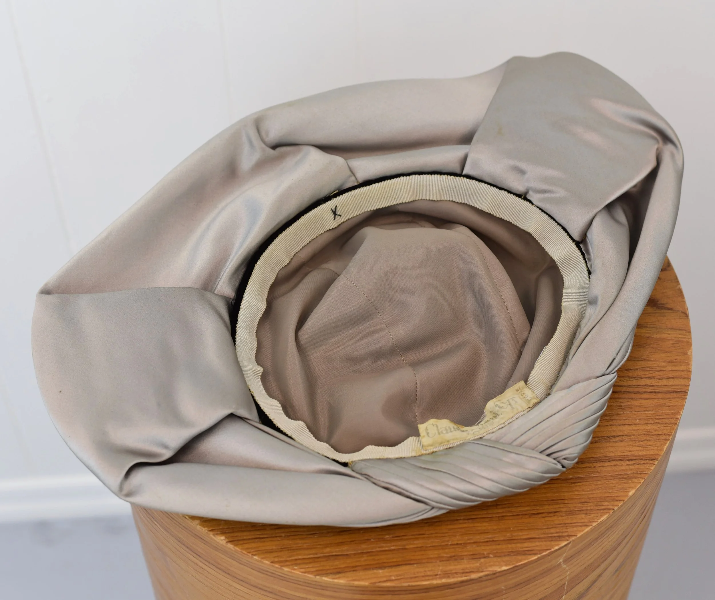 1950s Claude Saint Cyr Gray Pleated Wide Brim Hat — Canned Ham Vintage